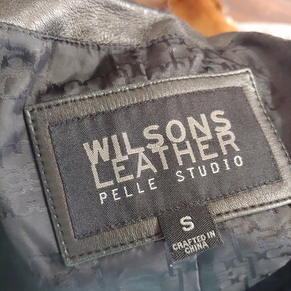 Wilsons Leather Pelle Studio Black Button Front Leather Jacket Size Women's Smal - Picture 15 of 16
